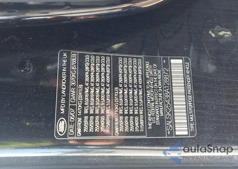 2008 Land Rover Range Rover Sport Hse из США, поврежденный, VIN SALSK25438A128872